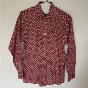 Ariat Men's Red Geometric Print Button-Down Shirt